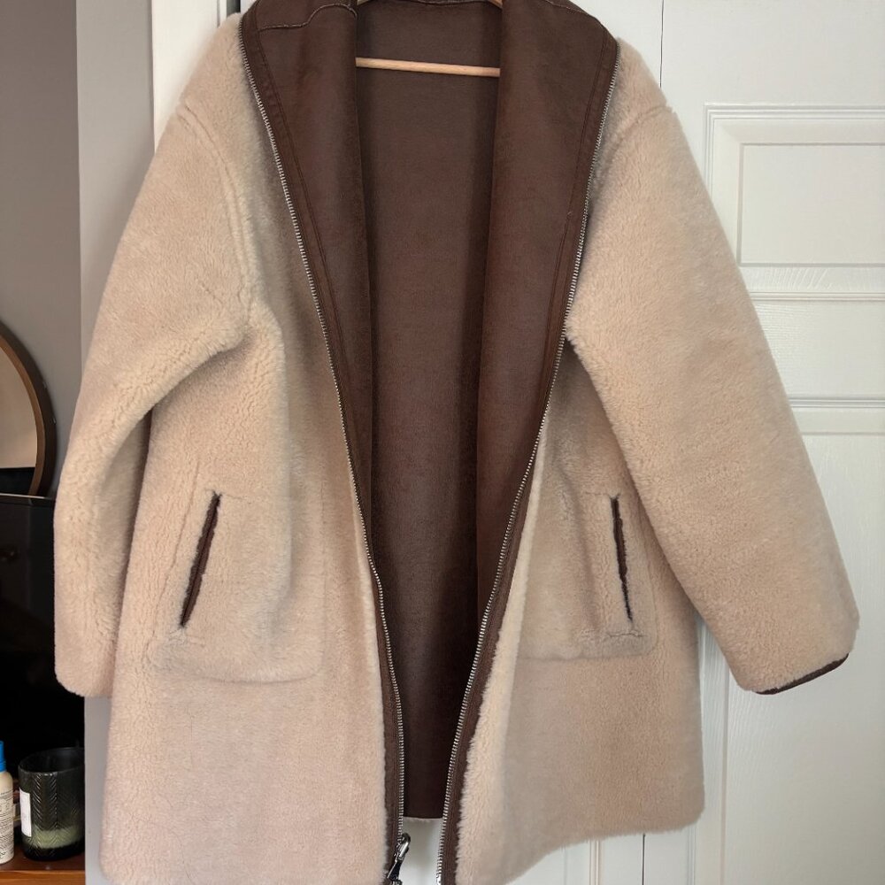 MANGO Reversible Faux Shearling-Lined Coat - Picture 7 of 10